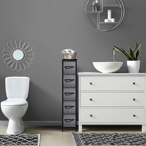 Sorbus 5-Drawer Narrow Dresser for Bedroom (Black)