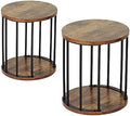 HDANI Wooden Stool Set of 2 for Adults,300lbs Load Capacity Garden Round Wood Stool,Non-Slip Small Step Stool for Plant Stand,Kitchen,Bathroom and Bedroom,Brown