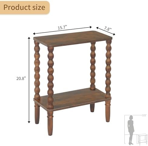 Fultyle Small Narrow End Table, Narrow Side Table with Storage, Nightstand
