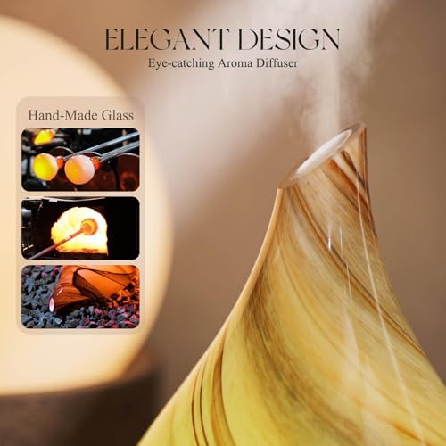 Porseme Essential Oil Diffuser 150ml Handmade Glass Diffuser 6H Runtime