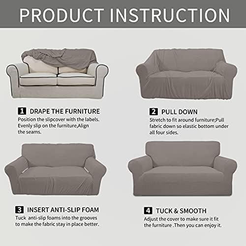 Easy-Going Stretch Oversized Loveseat Couch Covers Washable Taupe