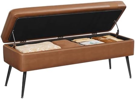 VASAGLE Storage Ottoman Bench, PU Leather, Steel Legs