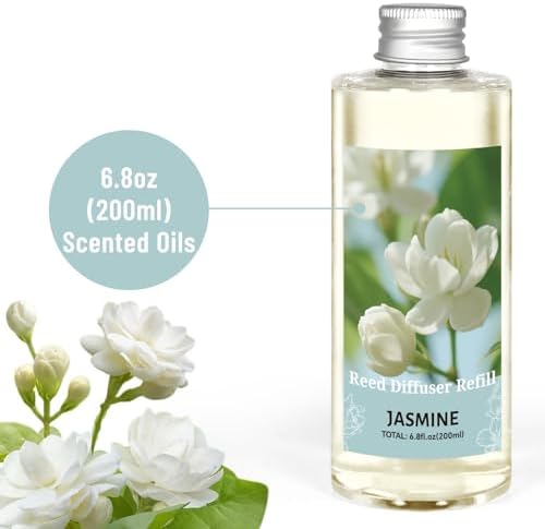 STRN Jasmine Reed Diffuser Oil Refill, Scented Diffuser with Stick 200ML