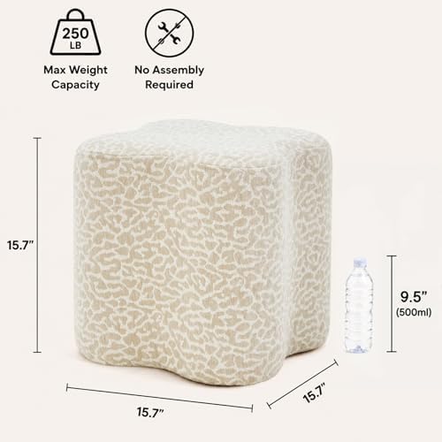 Leopard Ottoman Foot Stool, 15.7" Velvet Accent Ottoman
