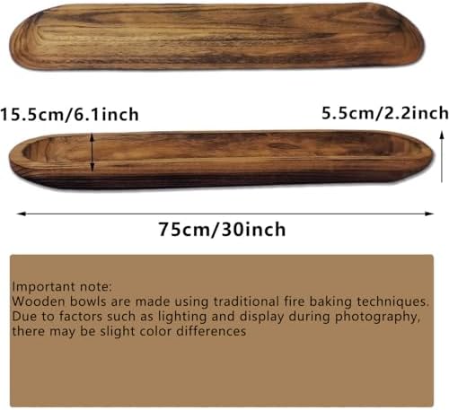 Wooden Dough Bowl Decor, Vintage Wooden Bowl Hand Carved Home Decor for Dining Table Center, Living Room, Kitchen Decor. (30inch brown)