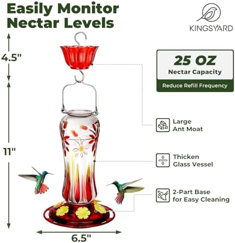 Kingsyard Glass Hummingbird Feeders for Outdoors Hanging