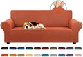 KEKUOU Stretch Couch Covers for Sofa, 3 Cushion Slipcover,Pureed Pumpkin