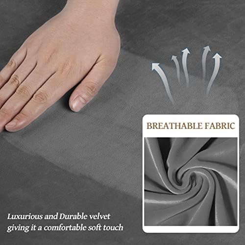 WEERRW 4 Pieces Couch Cover for Sofa Velvet Sofa Cover Washable, Light Grey