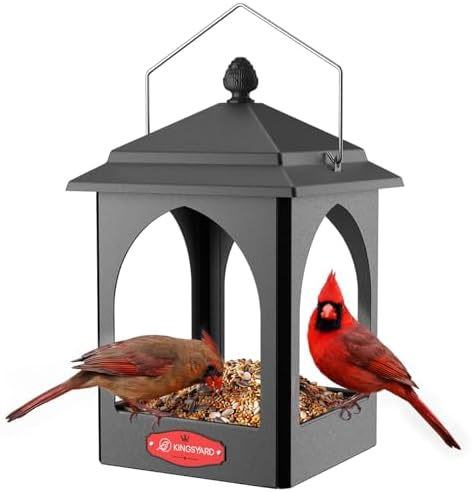 Kingsyard Hanging Platform Bird Feeder for Outdoors, Rain-Resistant Roof