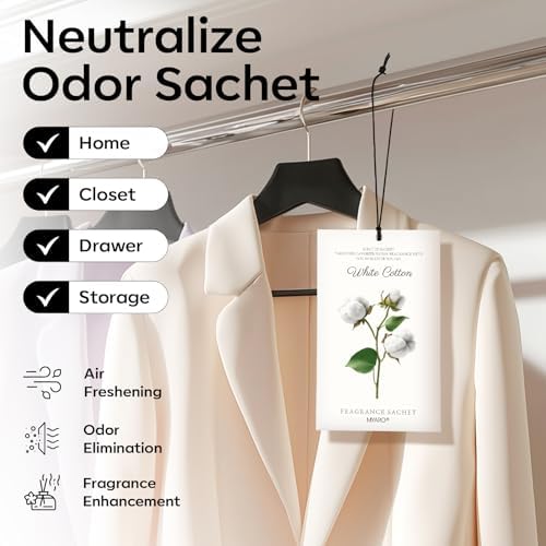 MYARO 12 Pack White Cotton Scented Sachets, Closet Deodorizer Car Freshener