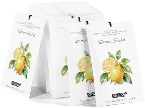 MYARO 12 Pack Lemon Scented Sachets, Closet Deodorizer Car Air Freshener
