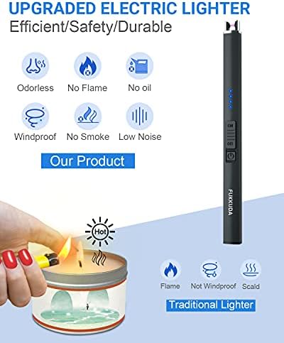 FUKKUDA Electric Candle Lighter with Gift Box - USB Rechargeable Windproof & Flameless Plasma Arc Lighter for Candles, Ocean Box Obsidian Black