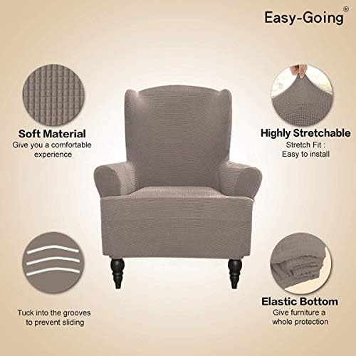 Easy-Going Stretch Wingback Chair Sofa Slipcover Taupe