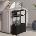 Leomonio Narrow Side Table, Slim Night Stand with Magazine Rack
