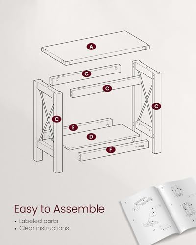 VASAGLE 2-Tier End Side Table, Small Accent Nightstand with Bottom Shelf