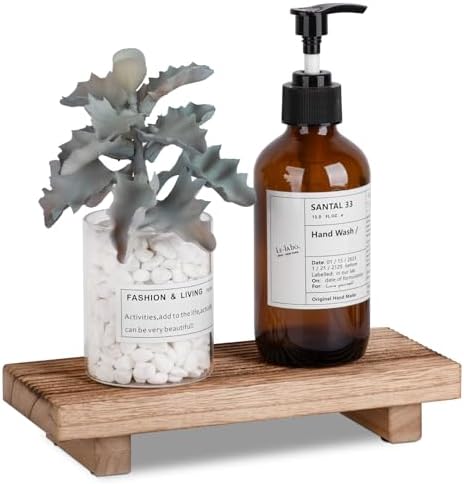 Bathroom Sink Tray Wood Riser Display Kitchen Decor Soap Holder, Brown