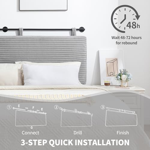UEV Queen Headboard Only, Wall Mounted Hanging Upholstered Bed Head Board