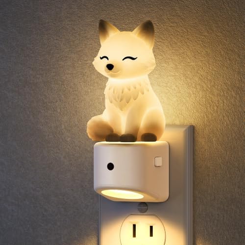 DORESshop Night Light for Kids,White Fox Kids Night Light,Kids Room Decor