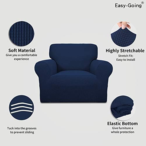Easy-Going Stretch Chair Slipcover with Arm Washable Navy