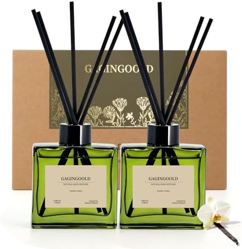 Reed Diffuser Set, 4 fl oz Vanilla Cream 2 Pack Scent Diffuser with 20 Sticks, 180 Days Long Lasting Elegant Home Fragrance for Bathroom Bedroom Office Decor Air Fresh