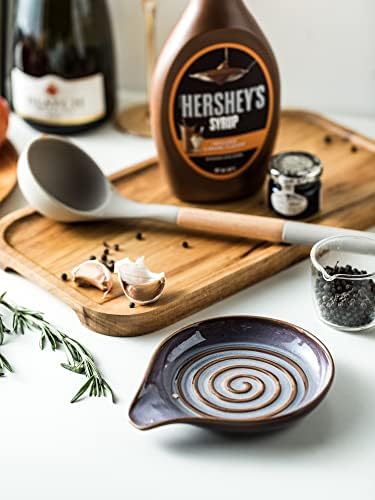 Spoon Rest, Ceramic Spoon Holder with Deep Drip Tray for Stove Top