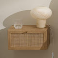 mopio Hannah Floating Nightstand, Natural Rattan Farmhouse Boho Wall Mounted Space Saving Bedside Tables, Nightstands, Drawer with Spacious Storage, for Bedroom, Living (Single)