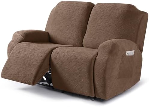 VANSOFY Oversized Stretch Recliner Loveseat Cover, Light Coffee, 2 Seater