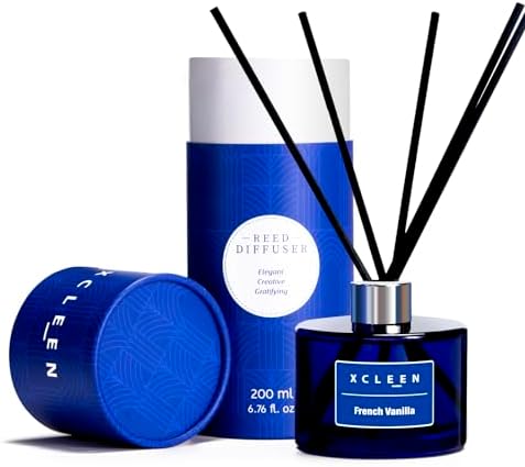 Xcleen Reed Diffuser Set, 6.7Oz French Vanilla Scented Oil Diffuser for Home & Office Decor, Air Freshener for Anyroom