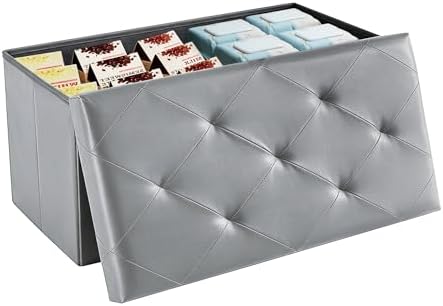 DUMOS 30 Inch Foldable Storage Ottoman Bench, Large Ottoman with Storage