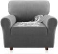 H.VERSAILTEX Jacquard Sofa Slipcover with Waterproof Seat Furniture Protector 1 Piece Stretch Sofa Covers with Elastic Bottom for Kids, Pets, Dog(Armchair, Grey)