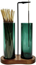 Emerald Green Incense Holder, Incense Sticks Burner Holder with Storage,Hang Upside Down Incense Holder for Sticks with Glass Ash Catcher for Room Decor (Dark Emerald)