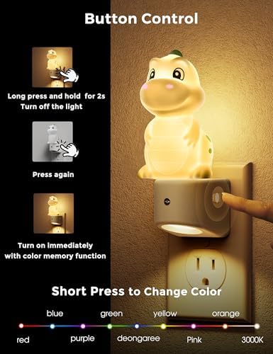 L LOHAS LED Night Light for Kids, 3D Dinosaur Night Light Plug in