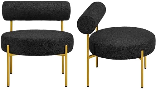 Topeakmart Modern Vanity Chairs Set of 2, Armless Accent Chairs, Black