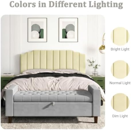 Befurtori King Size Headboard Only, Linen Wall Mount Headboard Pale Yellow