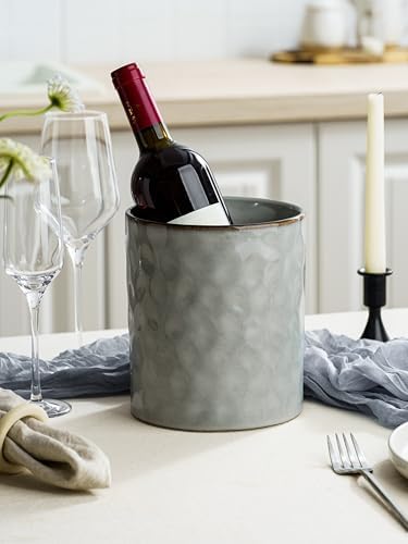 famiware Ceramic Utensil Holder, 7.2"+5.8", Set of 2, Gray