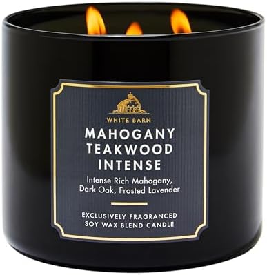 Bath & Body Works 3-Wick Candle, Mahogany Teakwood Intense, Soy Wax Blend
