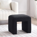 Get Set Style Vanity Stool Chair, Fully Assembled Modern Boucle Ottoman Footstool with Wooden Legs, Multifunctional Upholstered Sofa Bench Extra Seat for Makeup Room Living Room Entryway Office,Black