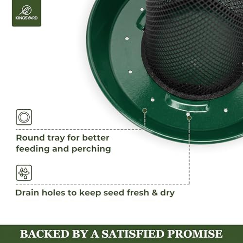 Kingsyard Finch Feeders for Outdoors Hanging, Metal Mesh Tube Bird Feeder for Nyjer/Thistle Seed, 2.5 lbs Large Capacity (Dark Green)
