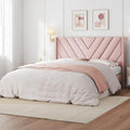 Yaheetech Queen Bed Frame with Chevron Channel-Tufted Headboard, Pink