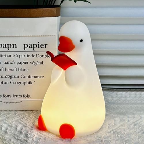 AVEKI Goose Reading Light, Soft Squishy Silicone Duck Night Light for Kids Baby Toddler, Rechargeable LED Touch Lamp for Nursery Kids Room Bedroom Decor, Cute & Funny Gifts for Boys and Girls