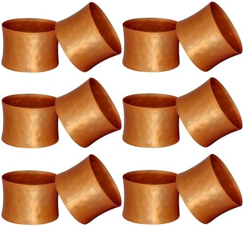 Round Hammered Napkin Rings Set of 12, Napkin Rings Bulk, Serviette Adornment for Table Settings, Modern Napkin Holder for Dinner Table Decor, Weddings, Christmas, Holiday, Banquets, Party, Easter