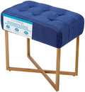 BIRDROCK HOME Rectangle Tufted Linen Ottoman Foot Rest - 19.7x11.82x17.73” Small Foot Stool with Legs - Padded Footrest Modern Ottomans for Living Room Furniture, Bedroom Footstool (Blue)