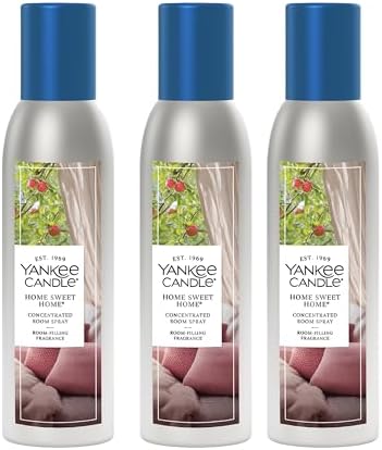 Yankee Candle Concentrated Room Spray Air Freshener, Instant Home Fragrance, Odor Eliminating Spray, Home Sweet Home (Pack of 3)