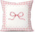 Pink Bow Pillow Cover 18x18, Dorm Decor for College Girls