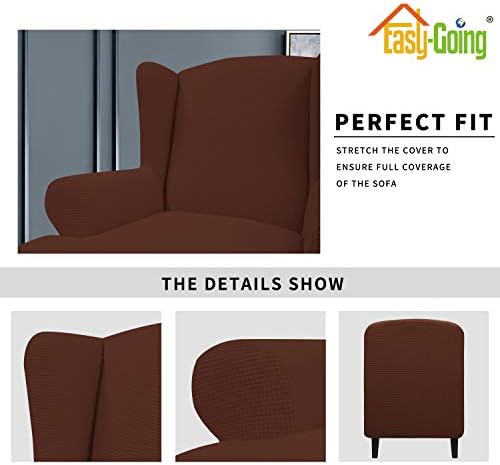 Easy-Going Stretch Large Wingback Chair Sofa Slipcover Coffee