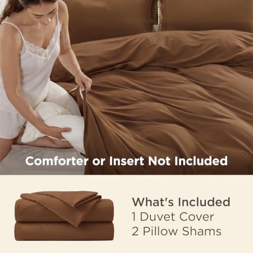 Bedsure Duvet Cover Full Size, Soft Double Brushed Bedding Set, 3Pcs, Brown