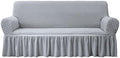 NICEEC Sofa Covers Grey Couch Cover Stretch Sofa Slipcovers with Skirt