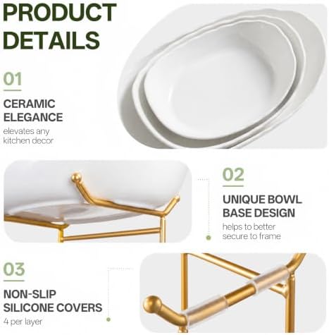 HBlife 3 Tier Large Fruit Bowl, Ceramic Fruit Basket for Kitchen Counter
