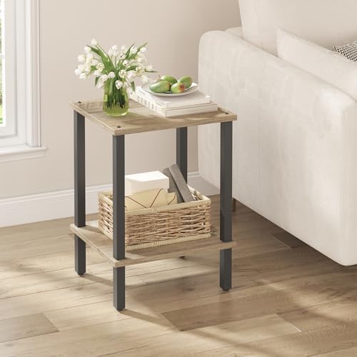 TUTOTAK End Table, Side Table, Nightstand, 2-Tier Storage Shelf