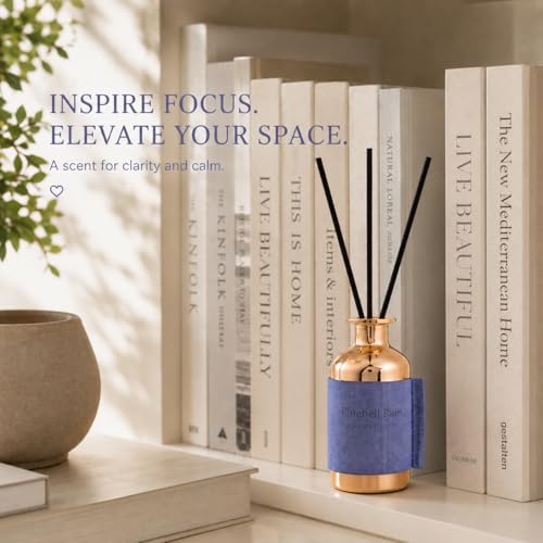 Reed Diffuser for Home, Bluebell Rain / 2.7oz / Long Lasting Floral Fragrance Oil with Reed Sticks – Air Freshener for Bathroom, Office, Closet, Fresh Dewy Aquatic Scent